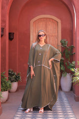 Embroidered CY Fabric Kaftan with Star & Pearl Details – Free Size