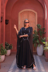 Embroidered CY Fabric Kaftan with Star & Pearl Details – Free Size