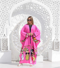 Wide Sleeve Crepe Cardigan - Fuchsia