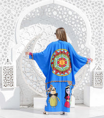 Wide Sleeve Crepe Cardigan - Blue