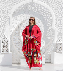 Wide Sleeve Crepe Cardigan - Red