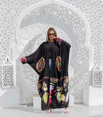 Wide Sleeve Crepe Cardigan - Black