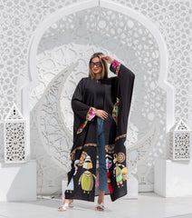 Wide Sleeve Crepe Cardigan - Black