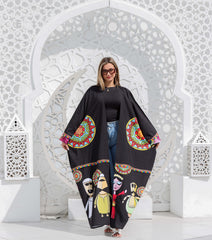Wide Sleeve Crepe Cardigan - Black