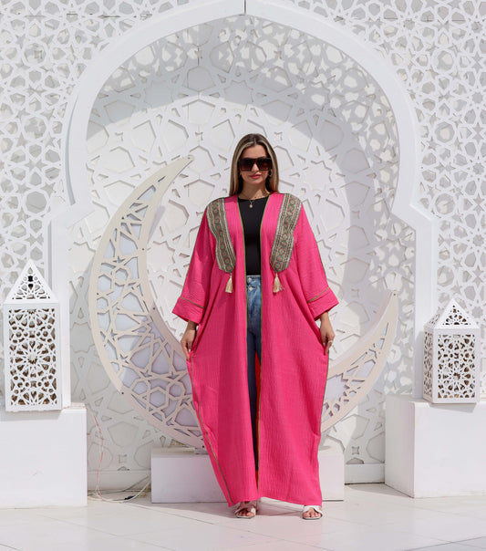 Summer linen cardigan - Fushsia