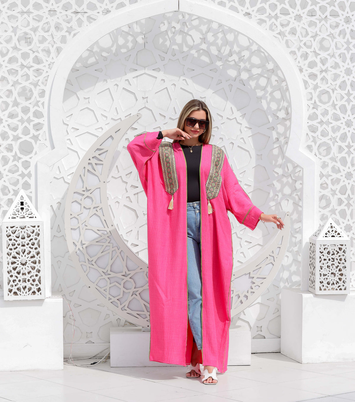 Summer linen cardigan - Fushsia