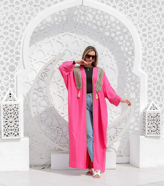 Summer linen cardigan - Fushsia
