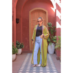 Nubian Embroidered Linen Cardigan – Free Size | Colorful & Casual
