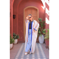 Nubian Embroidered Linen Cardigan – Free Size | Colorful & Casual