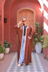 Nubian Embroidered Linen Cardigan – Free Size | Colorful & Casual