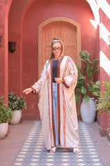 Nubian Embroidered Linen Cardigan – Free Size | Colorful & Casual