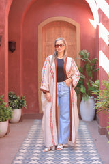 Nubian Embroidered Linen Cardigan – Free Size | Colorful & Casual
