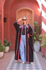 Nubian Embroidered Linen Cardigan – Free Size | Colorful & Casual