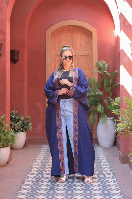 Mexican Embroidered Linen Cardigan – Free Size | Light & Stylish for Summer