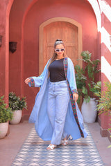 Mexican Embroidered Linen Cardigan – Free Size | Light & Stylish for Summer