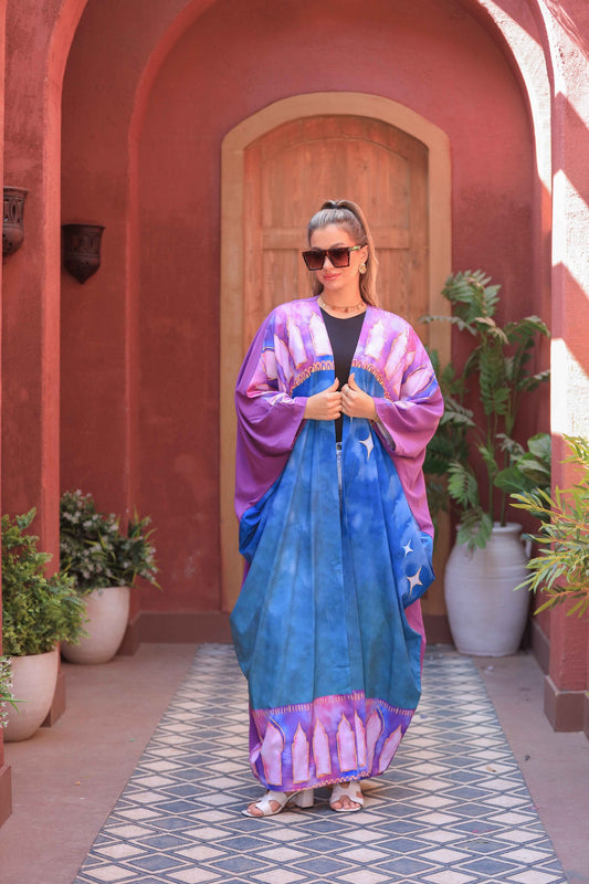 Printed Crepe Cardigan with Andalusian & Summer-Inspired Patterns – Free Size