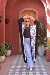 Printed Crepe Cardigan with Andalusian & Summer-Inspired Patterns – Free Size