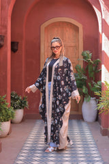 Printed Crepe Cardigan with Andalusian & Summer-Inspired Patterns – Free Size
