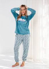 Velvet Relax Pajama Set – Soft Camel Two-Piece Homewear