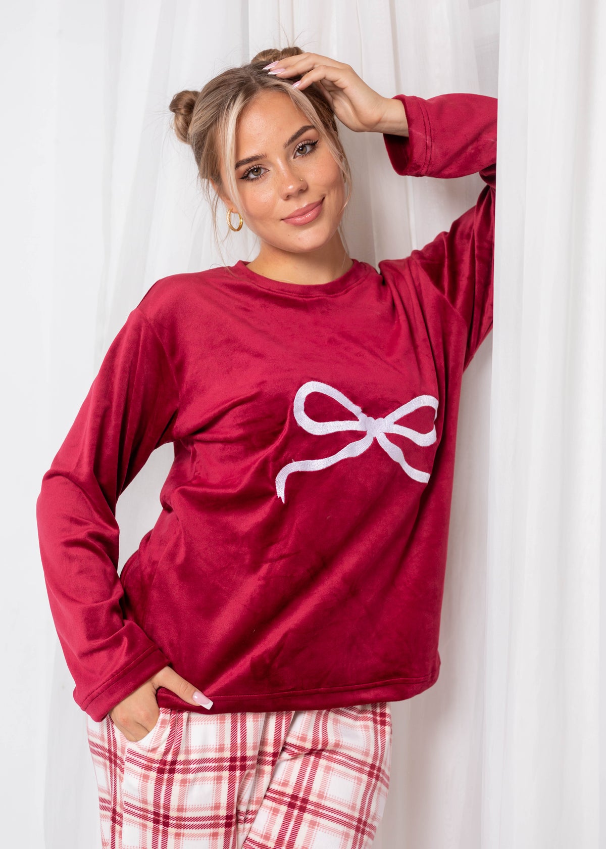 Velvet Pajama Set – Warm Lined Winter Sleepwear for Women