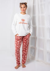 Wildflower Velvet Pajama Set – Soft & Cozy Lined Winter Sleepwear