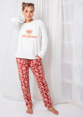 Wildflower Velvet Pajama Set – Soft & Cozy Lined Winter Sleepwear