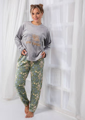 Secret Garden Velvet Pajama Set – Cozy Lined Winter Sleepwear