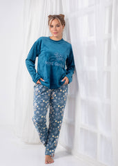 Secret Garden Velvet Pajama Set – Cozy Lined Winter Sleepwear
