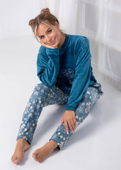 Secret Garden Velvet Pajama Set – Cozy Lined Winter Sleepwear