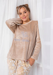 Secret Garden Velvet Pajama Set – Cozy Lined Winter Sleepwear