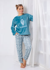 Feathery Velvet Pajama Set – Soft Lined Winter Wear