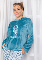 Feathery Velvet Pajama Set – Soft Lined Winter Wear