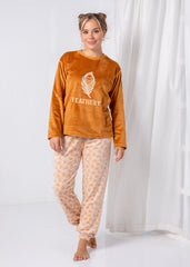 Feathery Velvet Pajama Set – Soft Lined Winter Wear