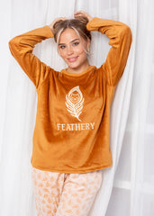 Feathery Velvet Pajama Set – Soft Lined Winter Wear