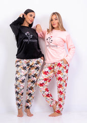 Botanic Nights Velvet Pajama Set – Black Floral Two-Piece | Fulana Homewear