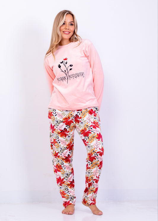 Botanic Nights Velvet Pajama Set – Black Floral Two-Piece | Fulana Homewear