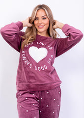 Self Love Velvet Pajama Set – Plum Heart Two-Piece | Fulana Homewear