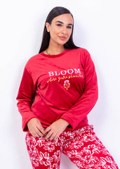 Bloom Velvet Pajama Set – Navy Floral Two-Piece | Fulana Homewear