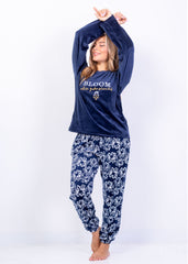 Bloom Velvet Pajama Set – Navy Floral Two-Piece | Fulana Homewear