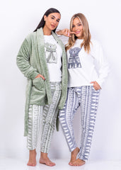 Winter Bear Velvet Pajama & Robe Set – 2 Pieces | Fulana Homewear