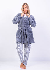 Winter Bear Velvet Pajama & Robe Set – 2 Pieces | Fulana Homewear