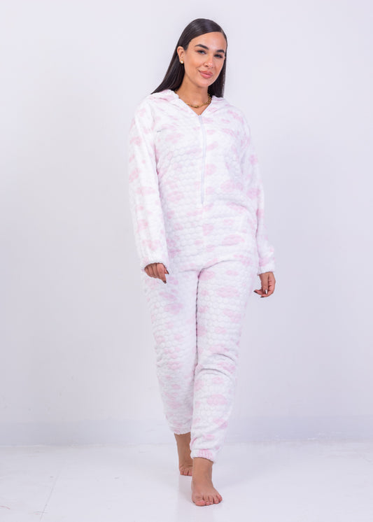 Soft Plush Polka Dots Jumpsuit | Fulana Winter Homewear