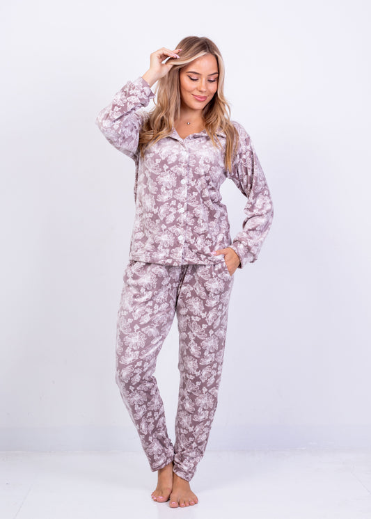 Floral Velvet Pajama Set | Fulana Winter Elegance Collection