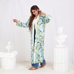 Elegant Satin Kimono – Vibrant Printed Design | Free Size