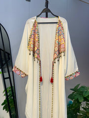 Hand-Embroidered Heritage Cardigan – Free Size | Tribal Collar Design