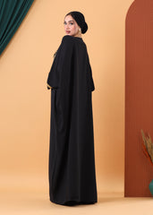 Royal Black Kaftan – Gold Embroidery & Fringe
