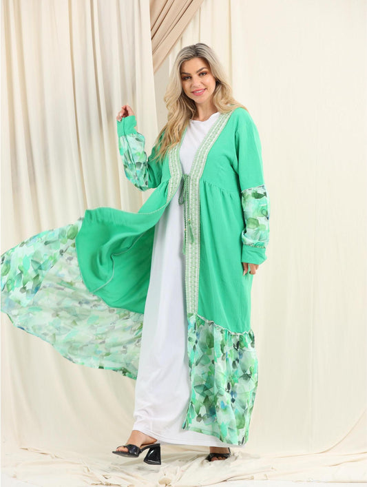 Flowy CY Cotton Cardigan with Printed Panels – Free Size | Summer Trend Colors