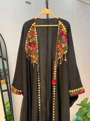 Hand-Embroidered Heritage Cardigan – Free Size | Tribal Collar Design