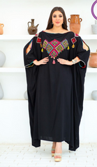 Handmade Embroidered Cotton Abaya – Free Size