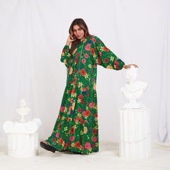 Vibrant Cotton Floral Maxi Dress – Breathable, Free & Relaxed Fit